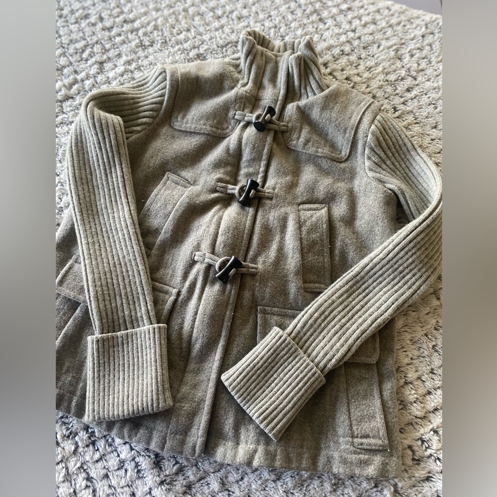GAP Gray Wool Coat w/ Sweater Sleeves